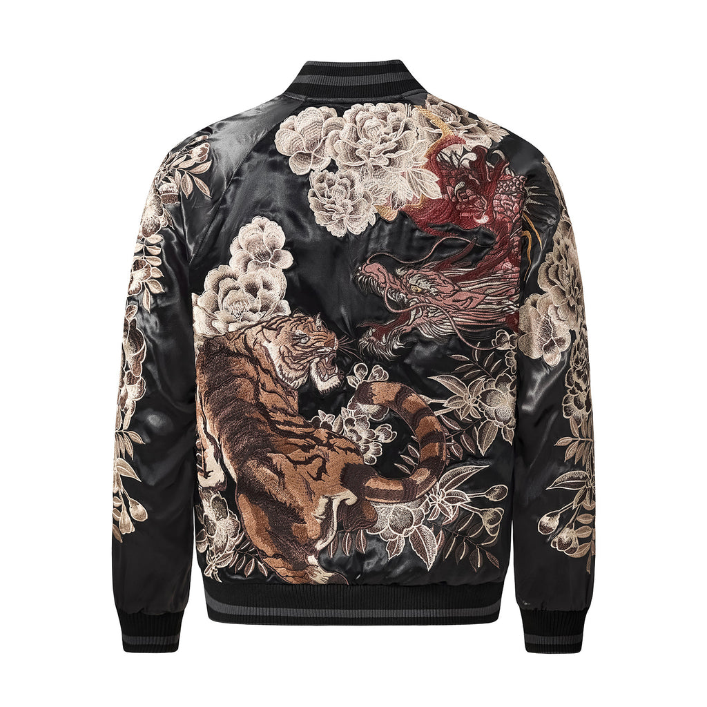 Mens Loose Fit Polyester Embroidered Chinese Style Jacket