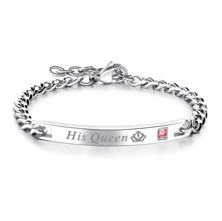 Brățări Cuplu His Queen Her King - Set Romantic Valentine's Day cu Cristale