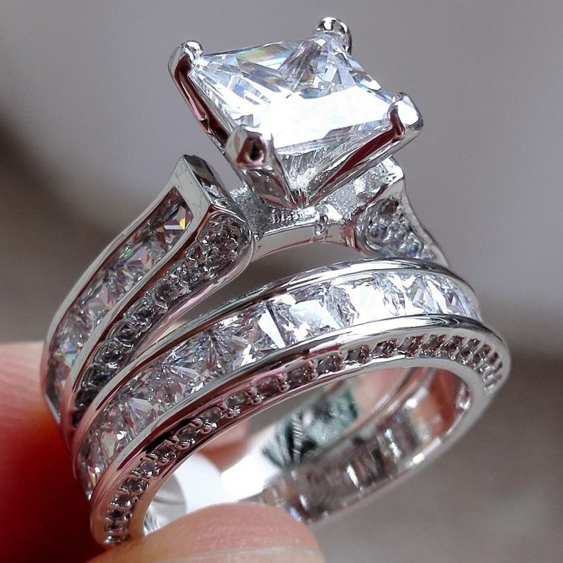 Luxury Princess Cut Statement Ring - Sparkling CZ Diamond Engagement Style | Valentine's Gift