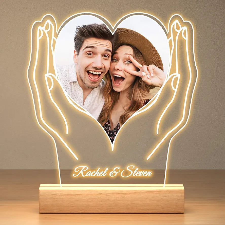 Lampă LED Personalizată cu Poză și Nume - Cadou Romantic Valentine's Day