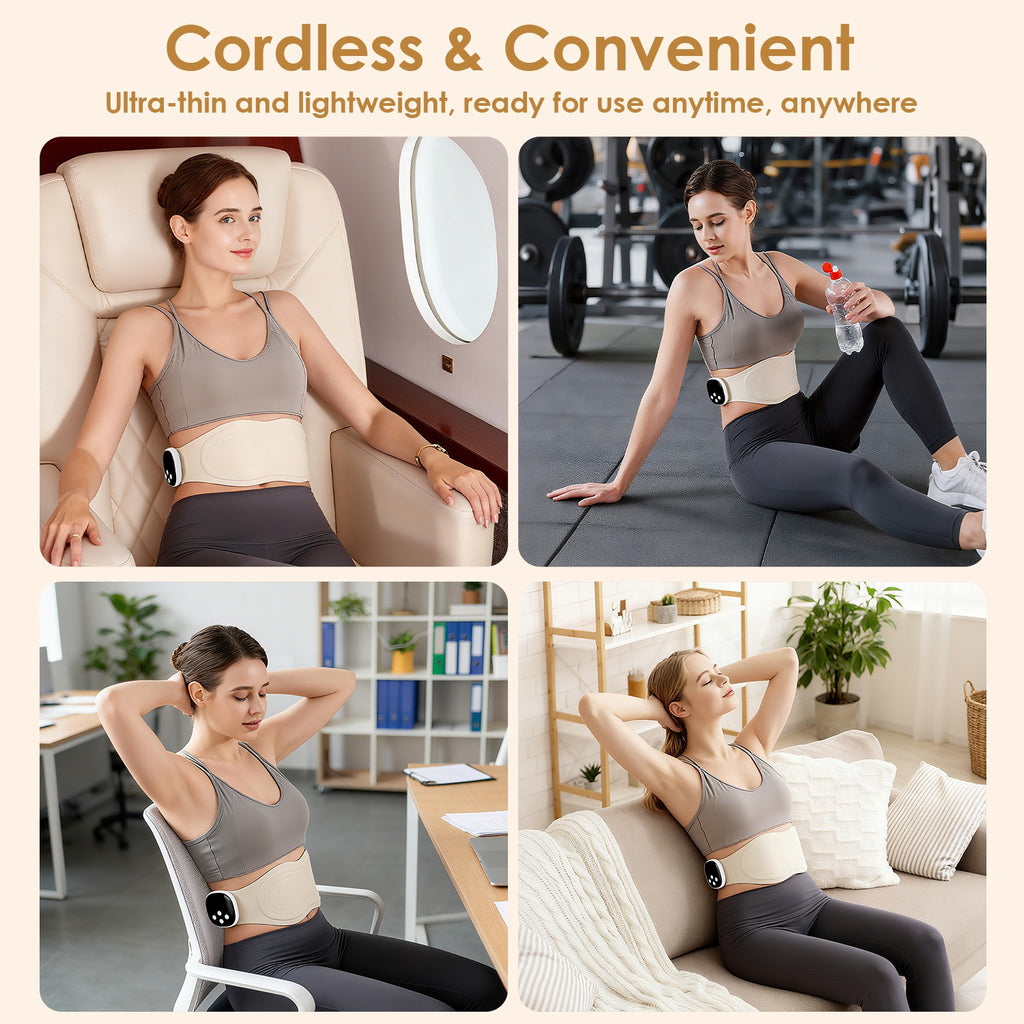 Centură EMS Masaj Spate cu Încălzire - 8 Moduri Masaj Magnetic Cordless cu Telecomandă