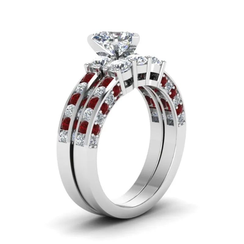 Eternal Love Couple Rings Set - Elegant Zircon Wedding Bands | His & Hers Matching Rings