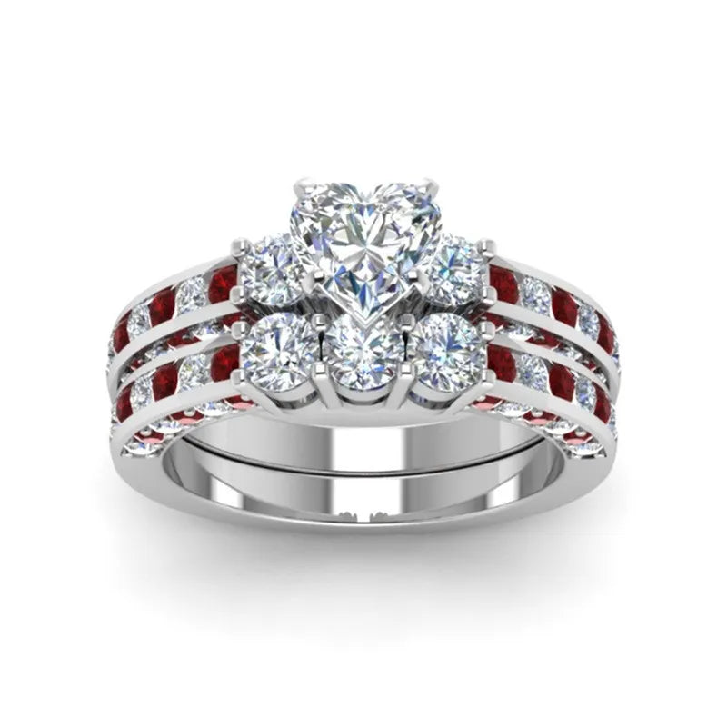 Eternal Love Couple Rings Set - Elegant Zircon Wedding Bands | His & Hers Matching Rings