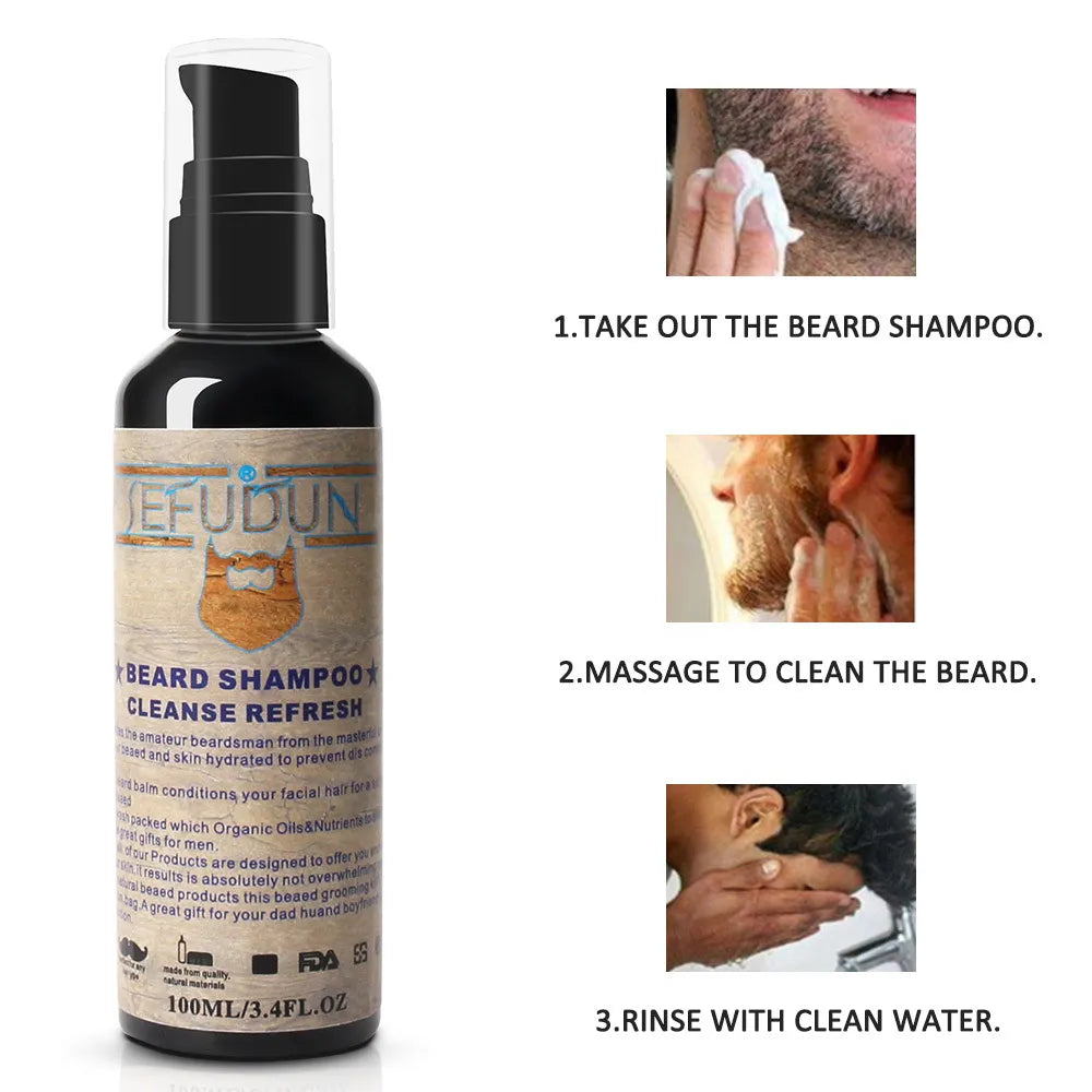 Set Complet Îngrijire Barbă Premium - Kit Profesional 7 Piese cu Ulei, Balsam & Accesorii