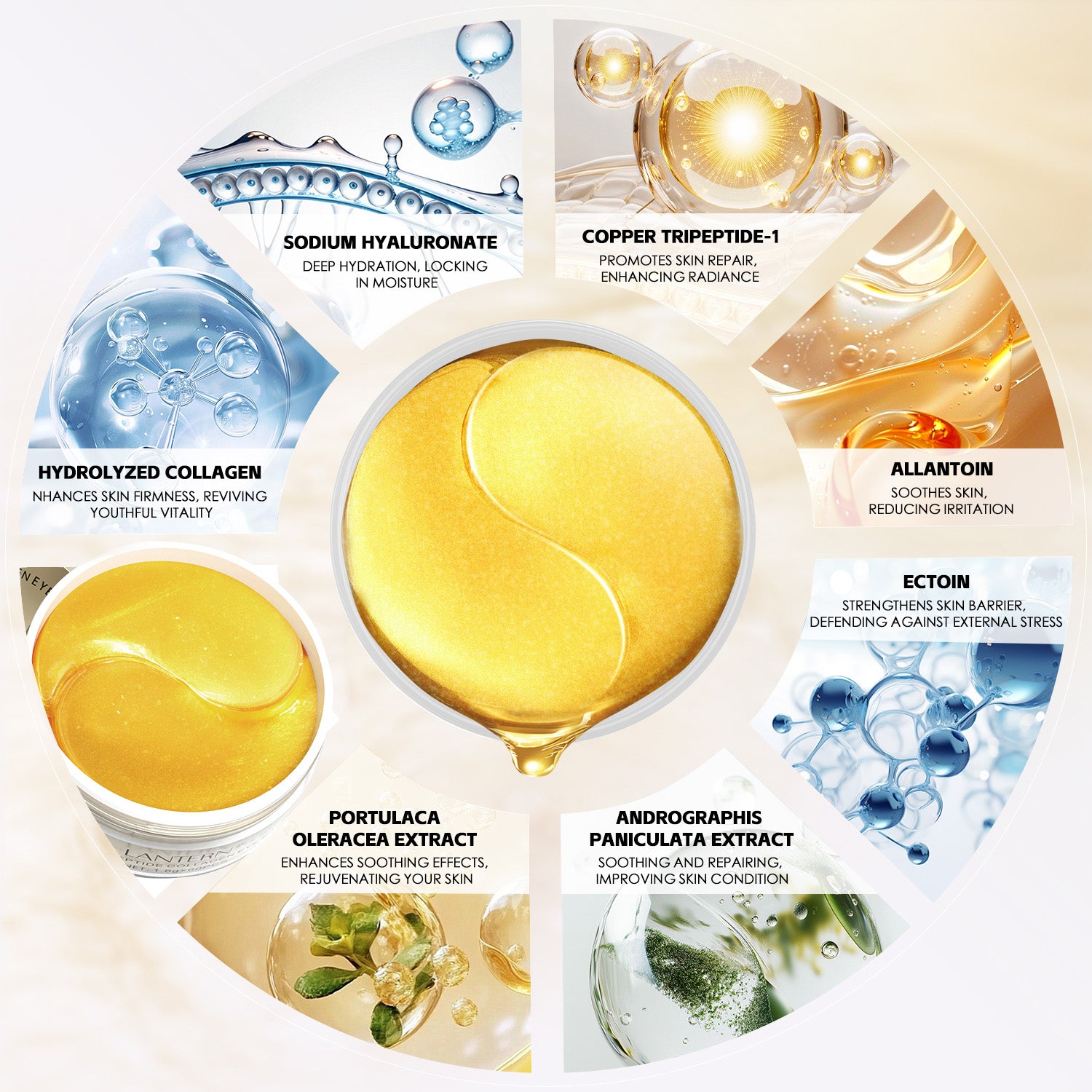 Mască Ochi Golden Crystal - Colagen & Acid Hialuronic