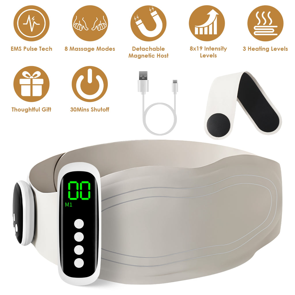 Centură EMS Masaj Spate cu Încălzire - 8 Moduri Masaj Magnetic Cordless cu Telecomandă