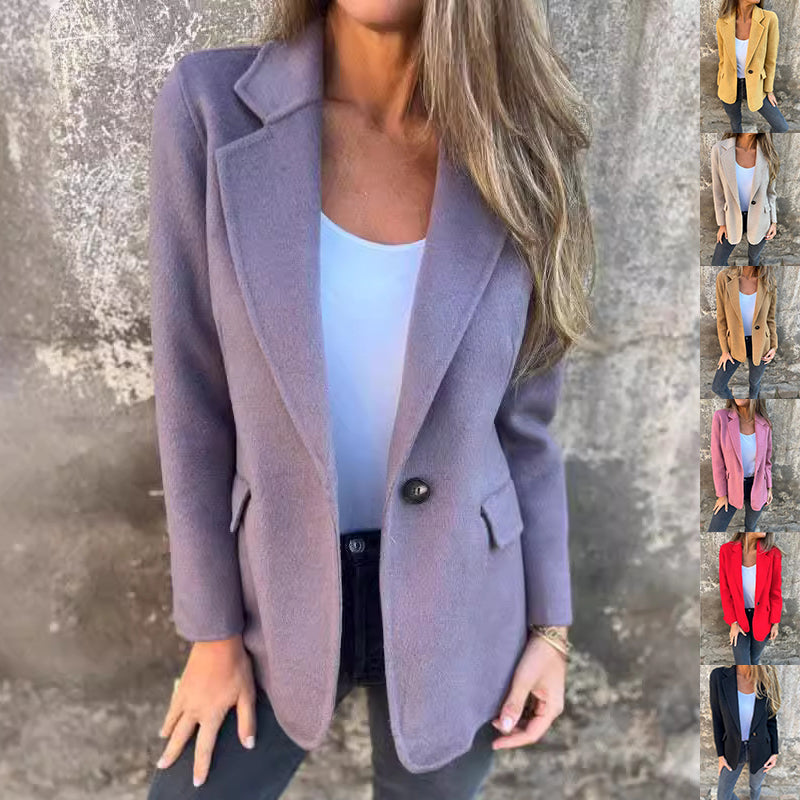 Blazer Elegant Roz - Jachetă Scurtă de Iarnă cu Nasturi