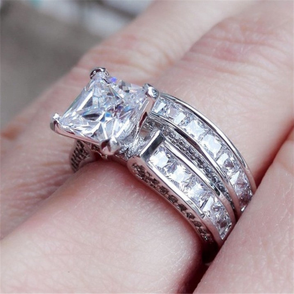 Luxury Princess Cut Statement Ring - Sparkling CZ Diamond Engagement Style | Valentine's Gift