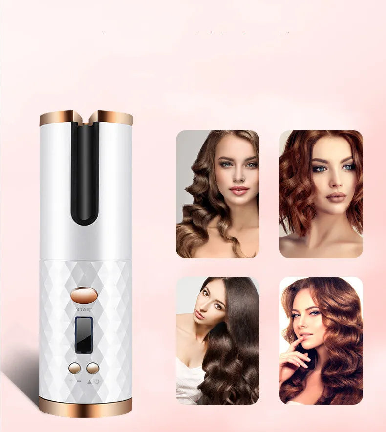 Automatic Hair Curler LCD Display - Rechargeable Ceramic Curling Iron Valentine's Day