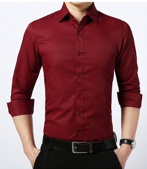 Korean Style Elegant Men's Dress Shirt - Wedding & Business