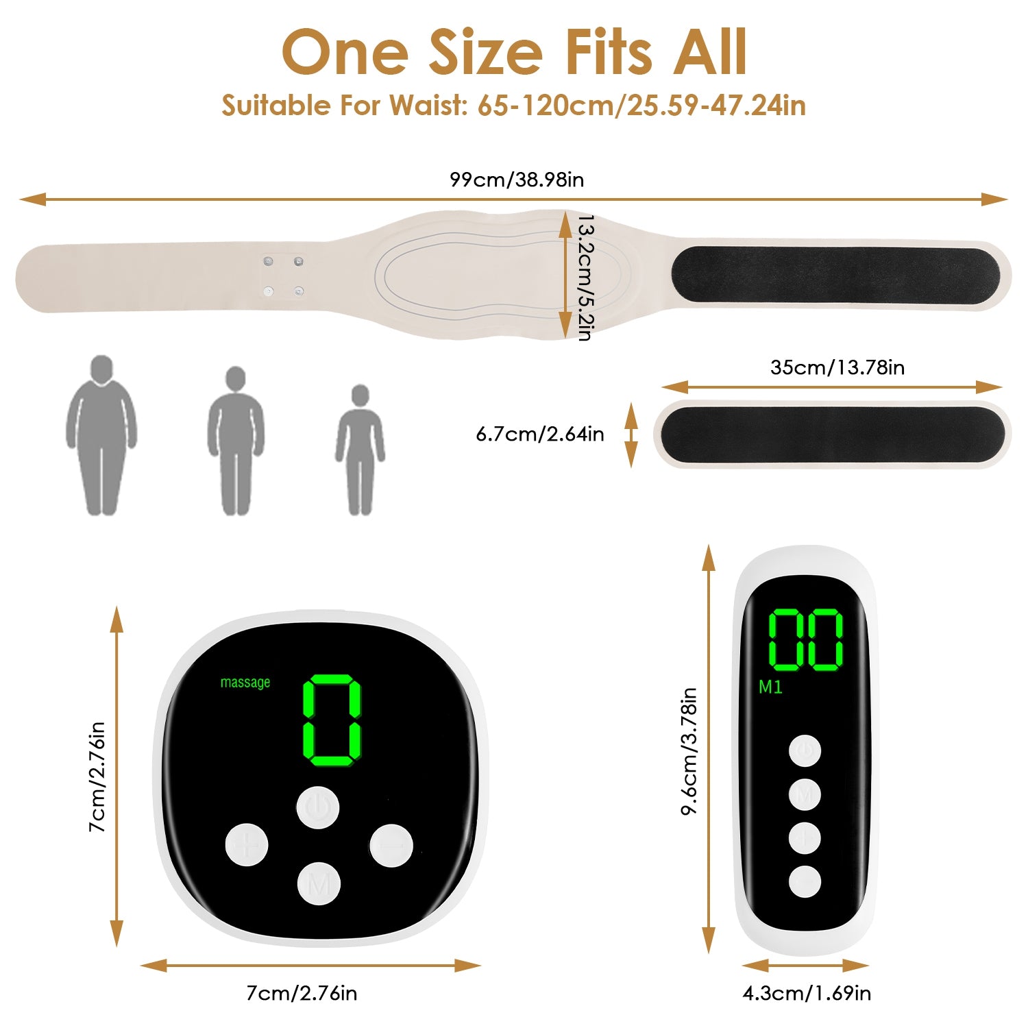 Centură EMS Masaj Spate cu Încălzire - 8 Moduri Masaj Magnetic Cordless cu Telecomandă