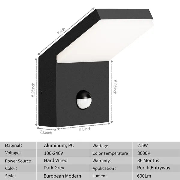 Outdoor LED Wall Light with Motion Sensor - Smart Exterior Lighting | Weather-Resistant