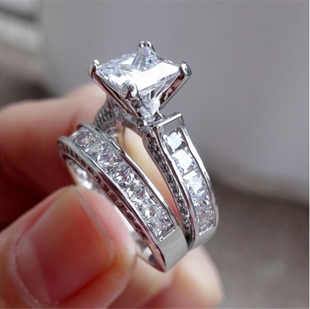Luxury Princess Cut Statement Ring - Sparkling CZ Diamond Engagement Style | Valentine's Gift