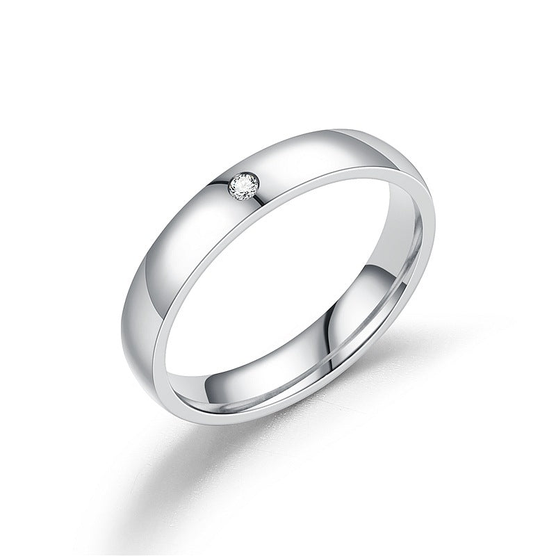 Glossy Stainless Steel Couple Ring For Women