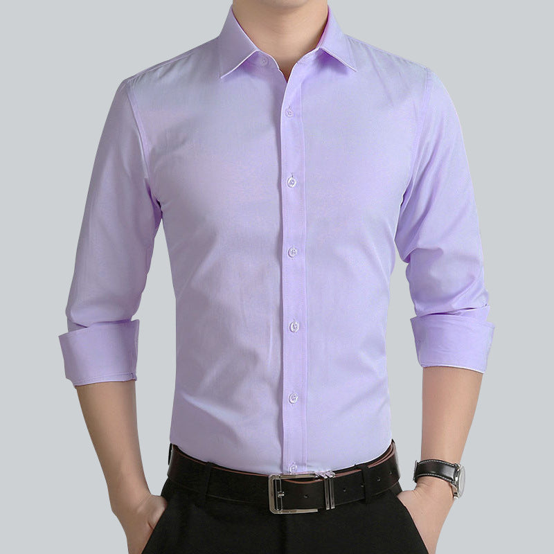 Korean Style Elegant Men's Dress Shirt - Wedding & Business