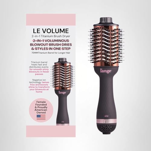 L'ANGE HAIR Le Volume 2-in-1 Titanium Blow Dryer Brush | Hot Air Brush for Hair Drying & Styling | Ionic Oval Barrel for Smooth, Frizz-Free Volume | (Blush – 75mm)