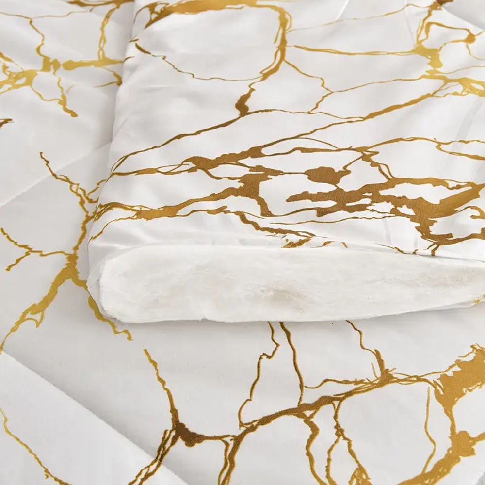 Premium Bedding Set - Elegant Floral Design with Golden Branches - Soft Cotton