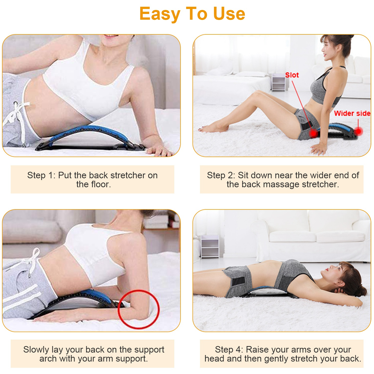Dispozitiv Stretching pentru Spate Multi-Nivel - Suport Lumbar Spinal cu 3 Niveluri Ajustabile