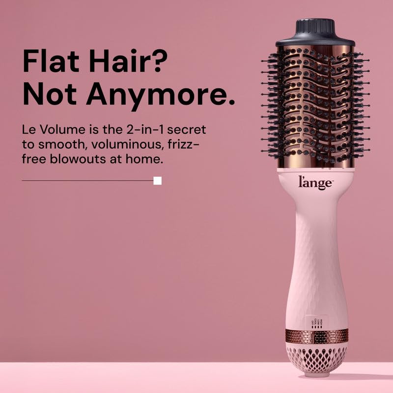 L'ANGE HAIR Le Volume 2-in-1 Titanium Blow Dryer Brush | Hot Air Brush for Hair Drying & Styling | Ionic Oval Barrel for Smooth, Frizz-Free Volume | (Blush – 75mm)