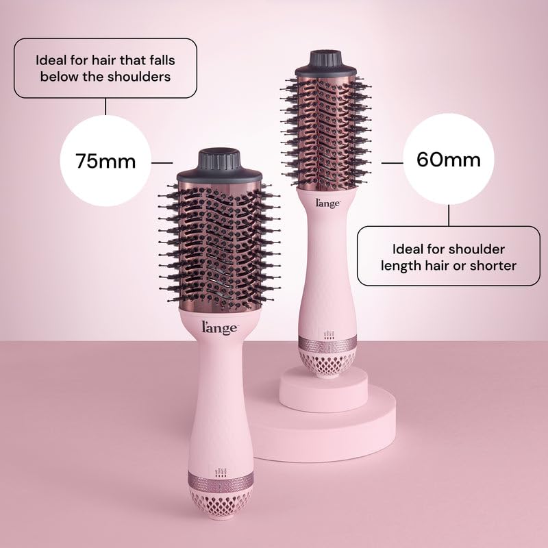 L'ANGE HAIR Le Volume 2-in-1 Titanium Blow Dryer Brush | Hot Air Brush for Hair Drying & Styling | Ionic Oval Barrel for Smooth, Frizz-Free Volume | (Blush – 75mm)