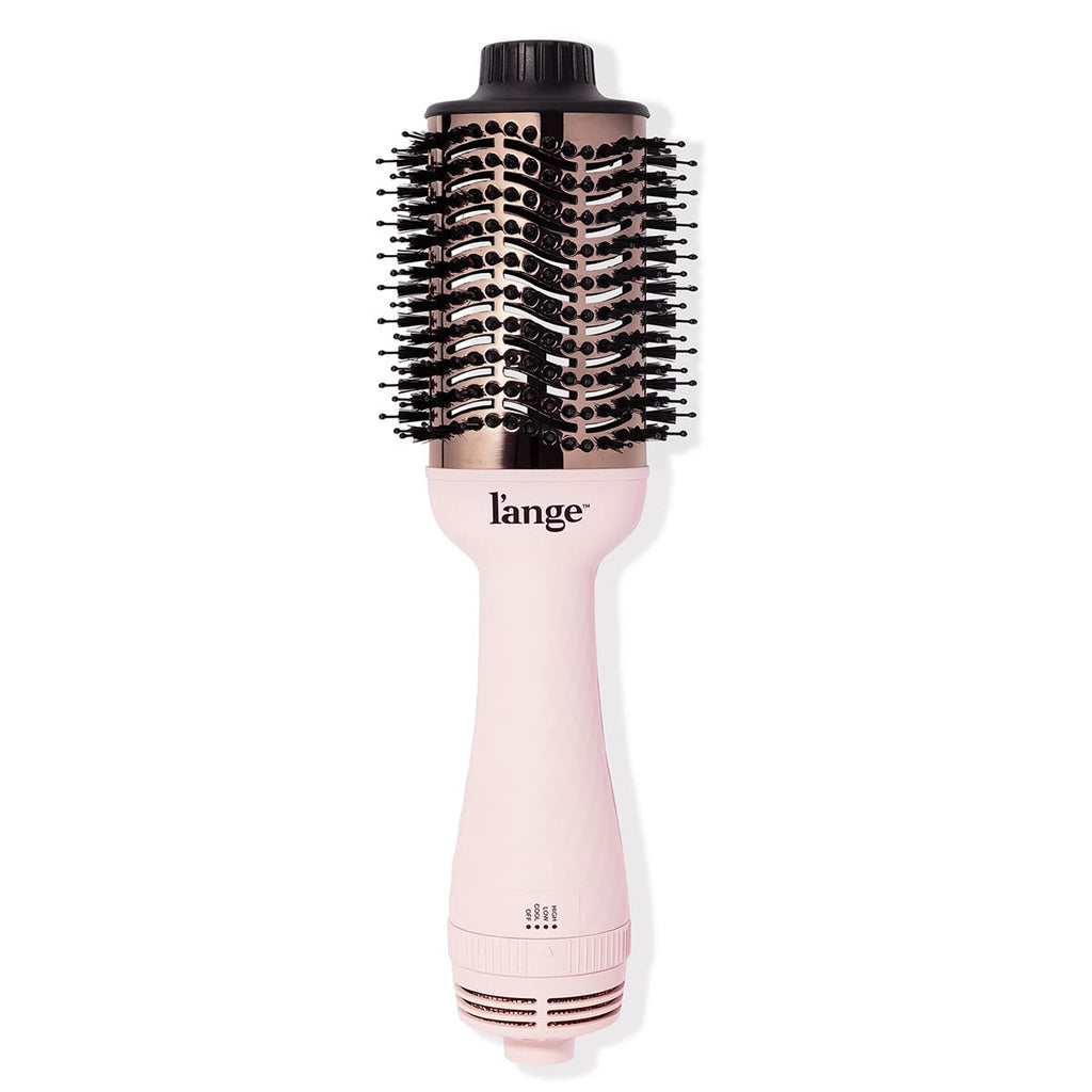 L'ANGE HAIR Le Volume 2-in-1 Titanium Blow Dryer Brush | Hot Air Brush for Hair Drying & Styling | Ionic Oval Barrel for Smooth, Frizz-Free Volume | (Blush – 75mm)