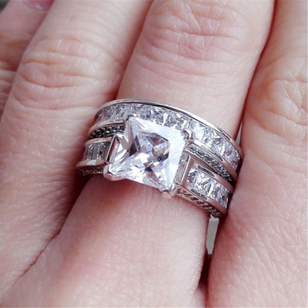 Luxury Princess Cut Statement Ring - Sparkling CZ Diamond Engagement Style | Valentine's Gift