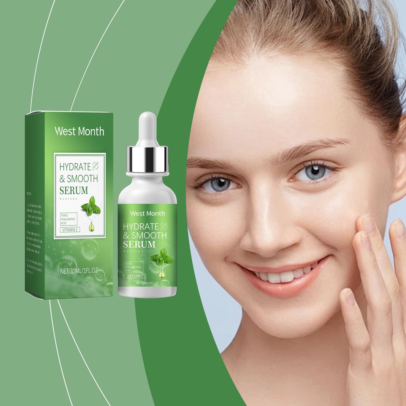 West&Month Hydrating Serum with Hyaluronic Acid - Facial Skin Hydrating, Brightening & Firming - 30ml