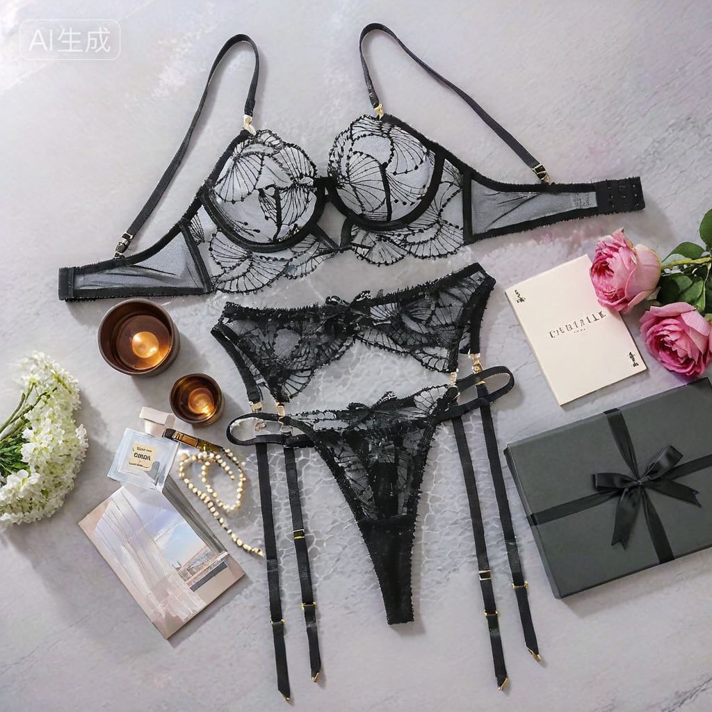 Set Lenjerie Roșie Brodată - Valentine's Day Edition