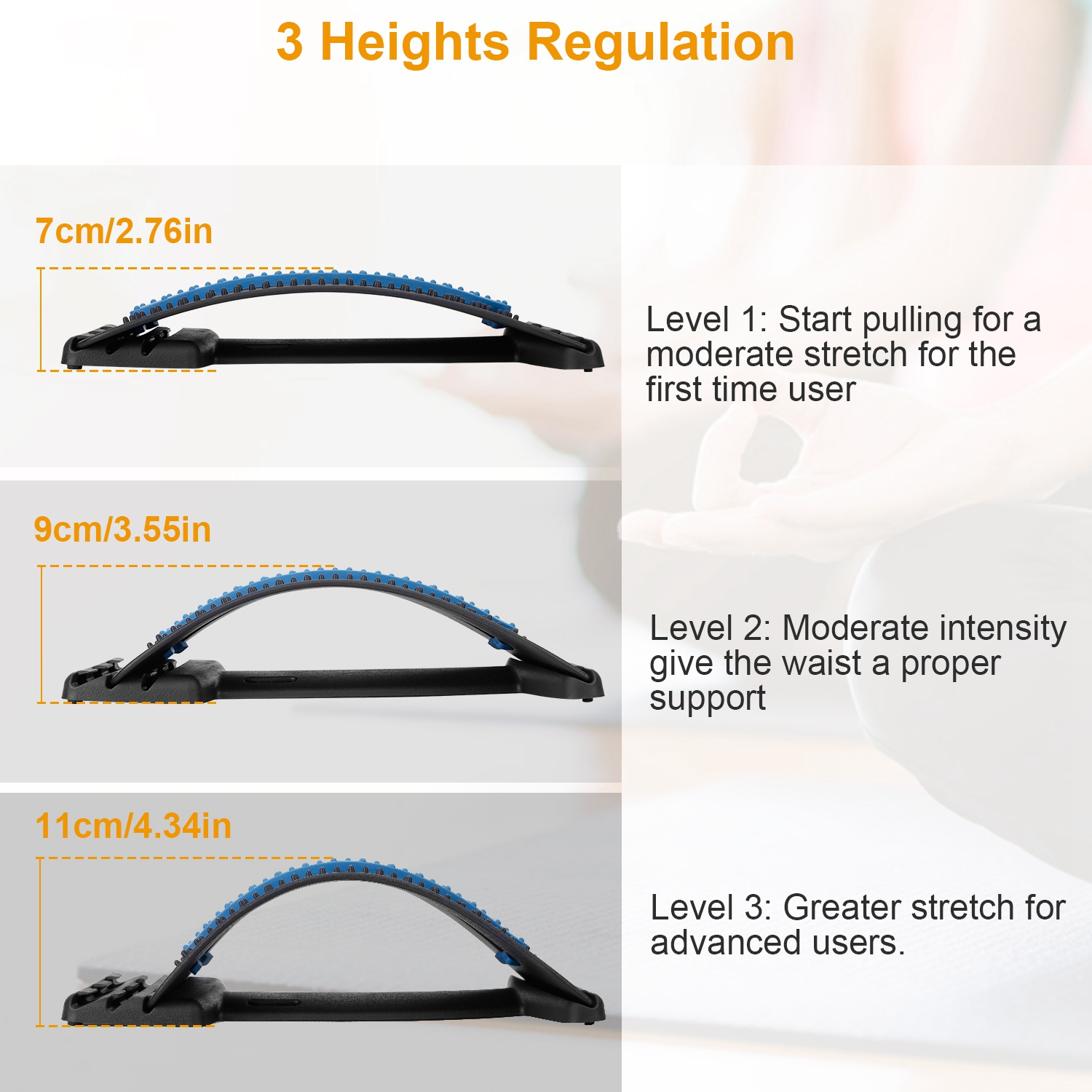 Dispozitiv Stretching pentru Spate Multi-Nivel - Suport Lumbar Spinal cu 3 Niveluri Ajustabile