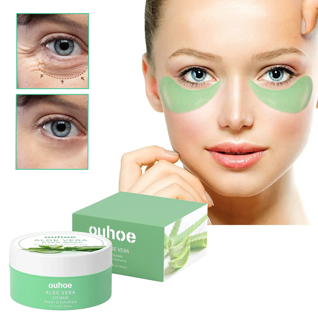 60 Pieces Aloe Vera Collagen Eye Mask for Dark Circles