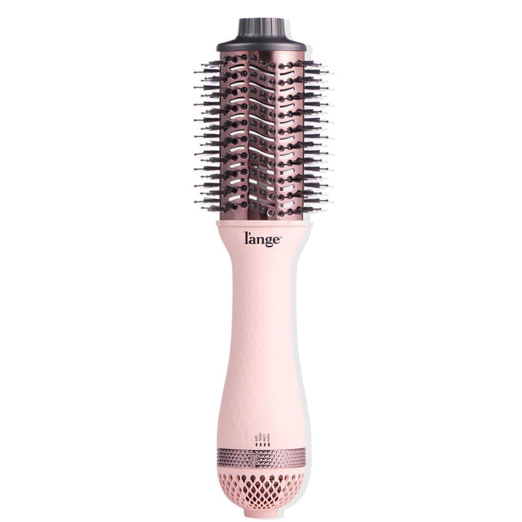 L'ANGE HAIR Le Volume 2-in-1 Titanium Blow Dryer Brush | Hot Air Brush for Hair Drying & Styling | Ionic Oval Barrel for Smooth, Frizz-Free Volume | (Blush – 75mm)
