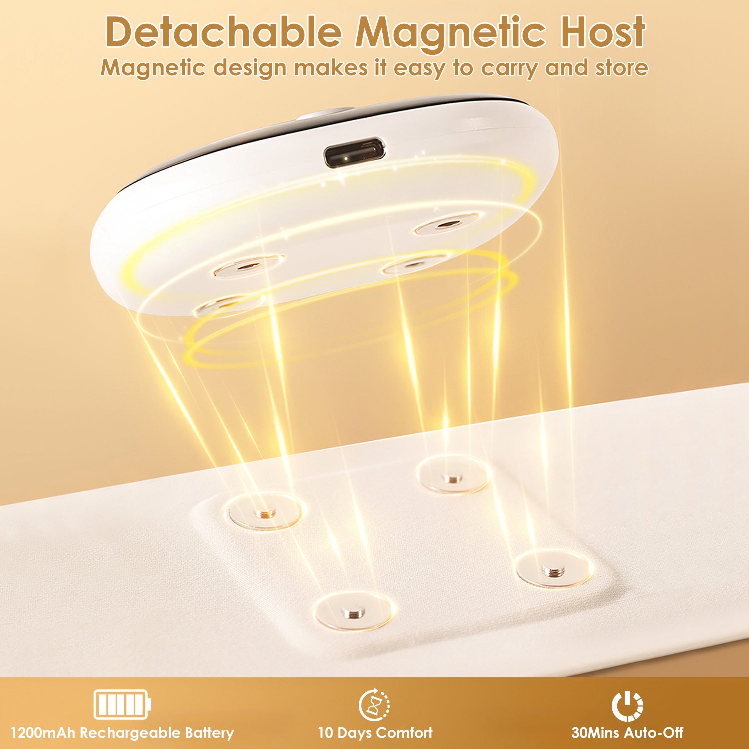 Centură EMS Masaj Spate cu Încălzire - 8 Moduri Masaj Magnetic Cordless cu Telecomandă