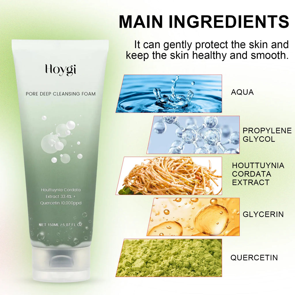 Hoygi Pore Deep Cleansing Foam - Deep Clean Facial Skin Shine Bright Moist 150ml | Ten Gras & Mixt