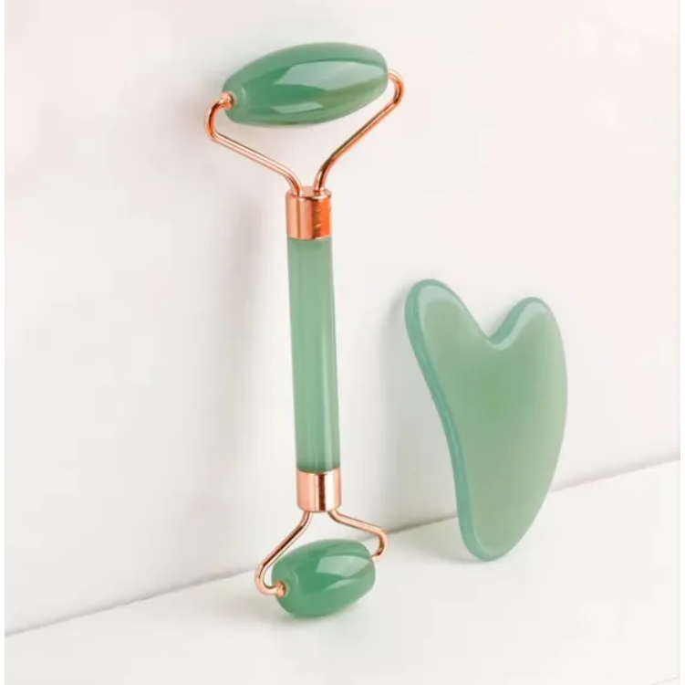 Premium Gua Sha & Jade Roller Set - Natural Stone Facial Massage Tool for Lifting & Sculpting