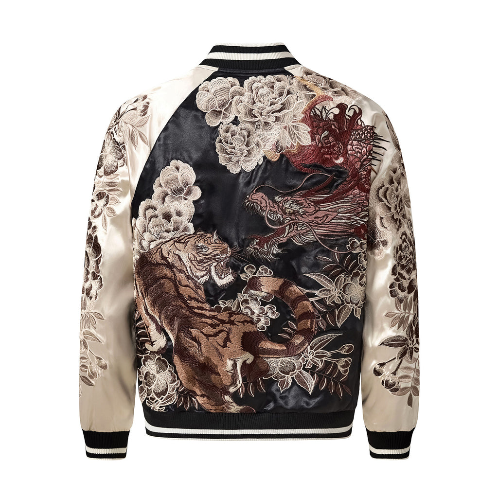 Mens Loose Fit Polyester Embroidered Chinese Style Jacket