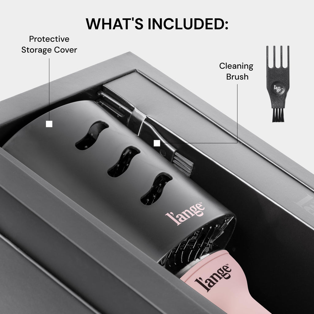 L'ANGE HAIR Le Volume 2-in-1 Titanium Blow Dryer Brush | Hot Air Brush for Hair Drying & Styling | Ionic Oval Barrel for Smooth, Frizz-Free Volume | (Blush – 75mm)