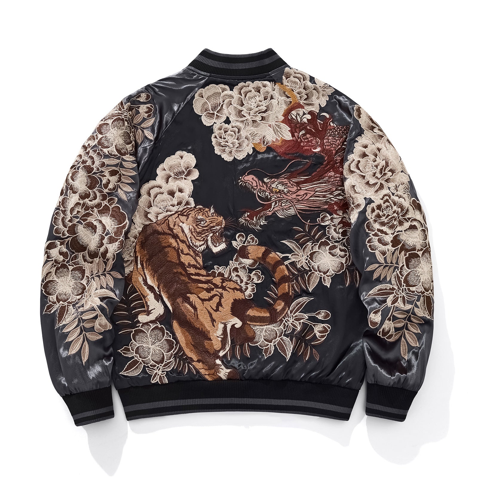 Mens Loose Fit Polyester Embroidered Chinese Style Jacket