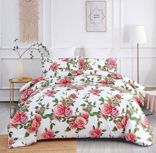 DaDa Bedding Romantic Roses Lovely Spring Pink Floral Duvet Cover Set