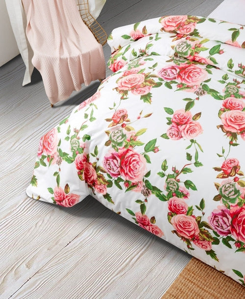 DaDa Bedding Romantic Roses Lovely Spring Pink Floral Duvet Cover Set