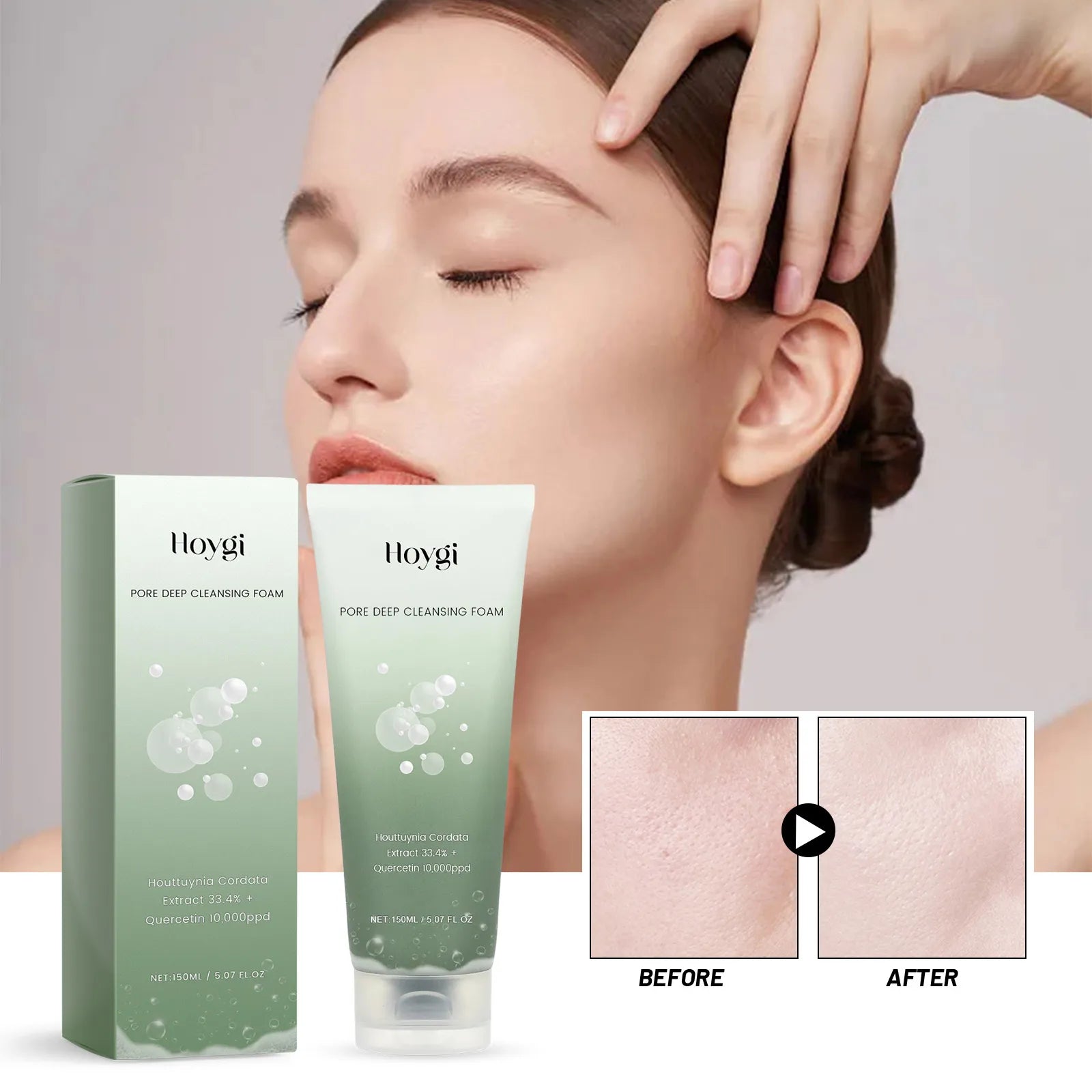 Hoygi Pore Deep Cleansing Foam - Deep Clean Facial Skin Shine Bright Moist 150ml | Ten Gras & Mixt