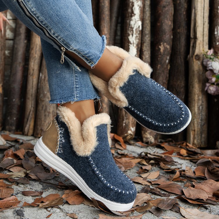 Fleece Lined Thick Plush Boots - Warm Winter Ankle Boots