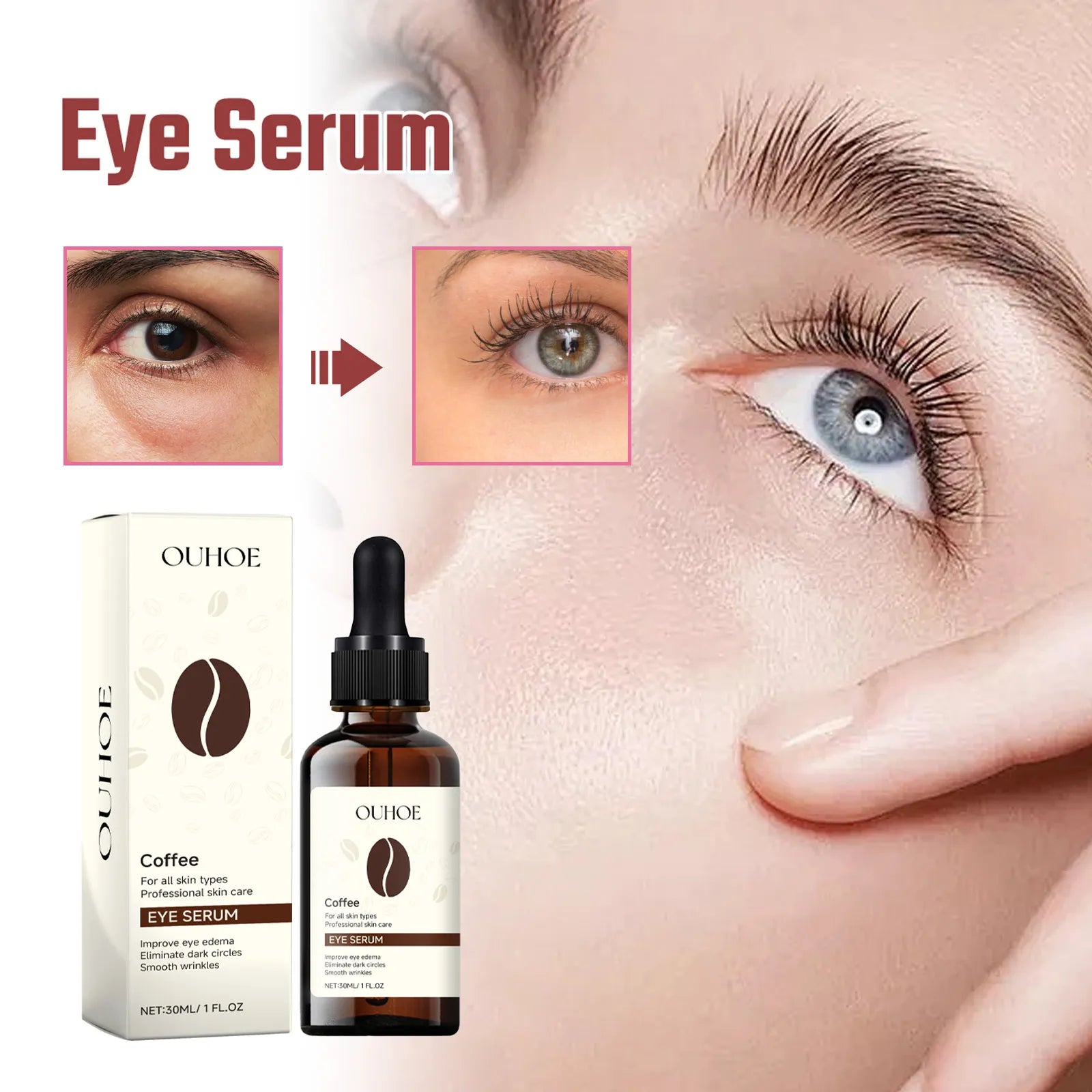 Serum Ochi Coffee Extract - Anti-Cearcăne & Anti-Aging OUHOE