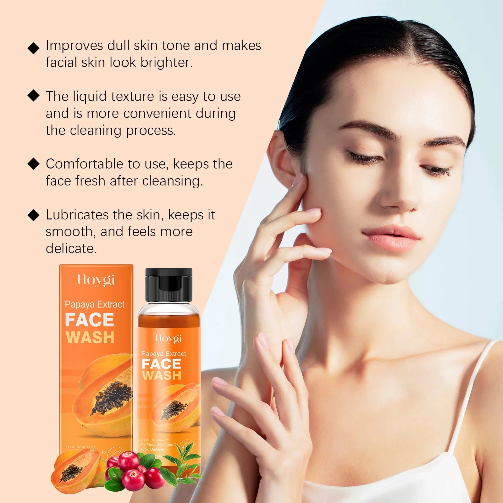 Hoygi Papaya Face Wash - Gentle Cleanser cu Extract de Papaya | Curățare Blândă & Hidratantă 100ml