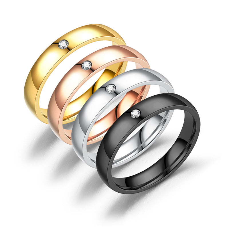 Glossy Stainless Steel Couple Ring For Women