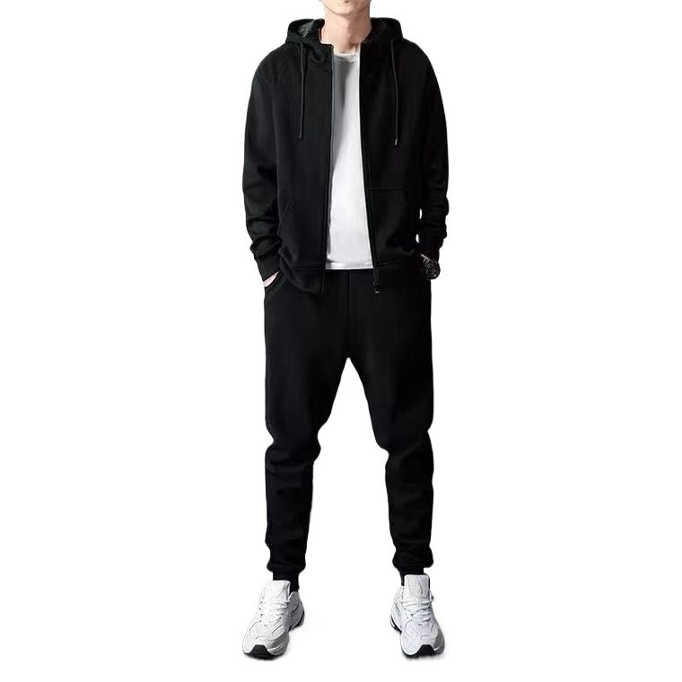 Men's Loose Zip-up Hoodie Sweater Set