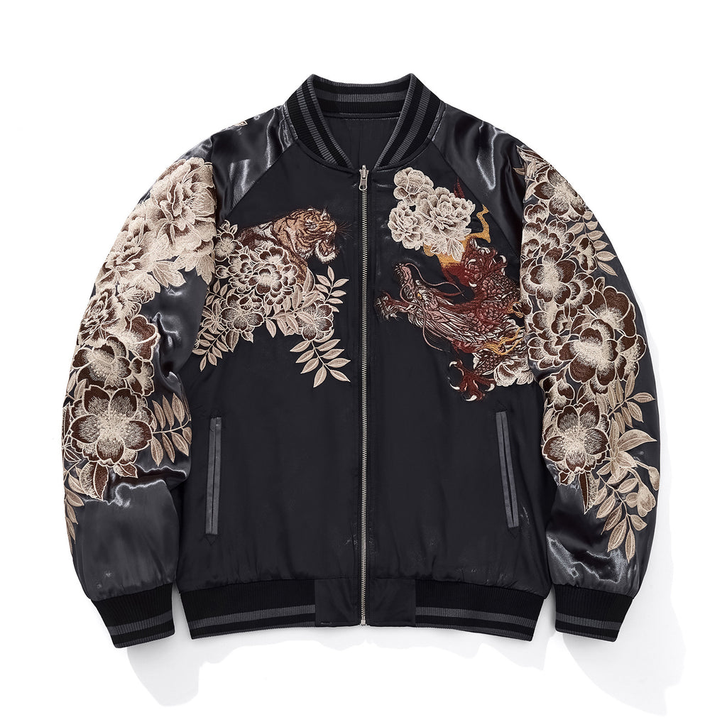 Mens Loose Fit Polyester Embroidered Chinese Style Jacket