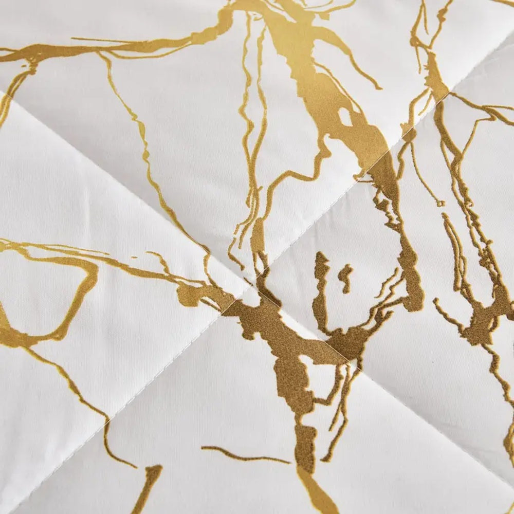 Premium Bedding Set - Elegant Floral Design with Golden Branches - Soft Cotton