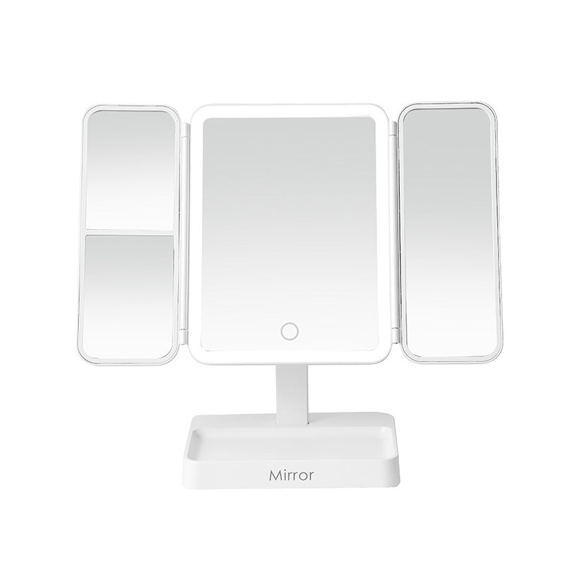 Desktop Three-Fold LED Makeup Mirror with Light