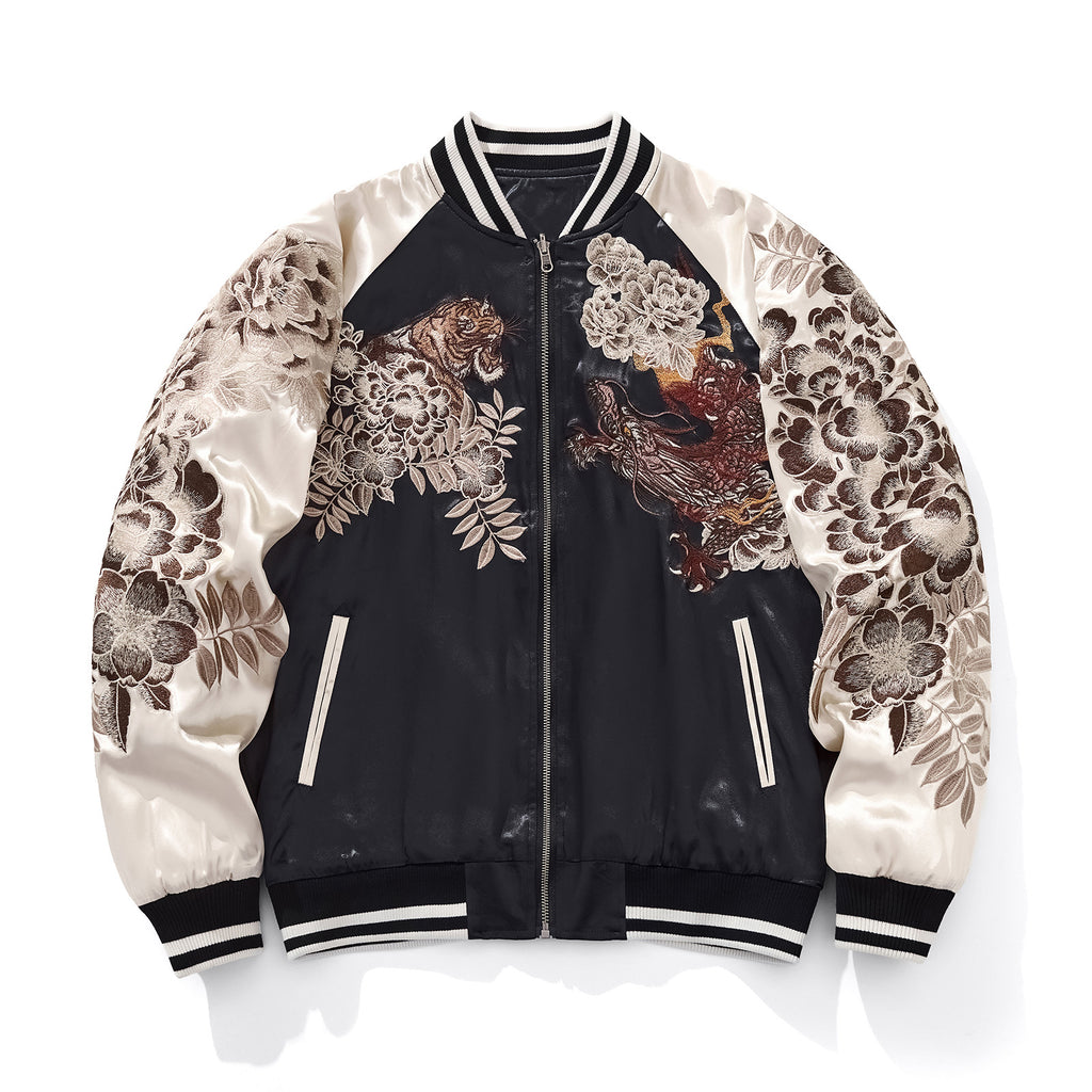 Mens Loose Fit Polyester Embroidered Chinese Style Jacket