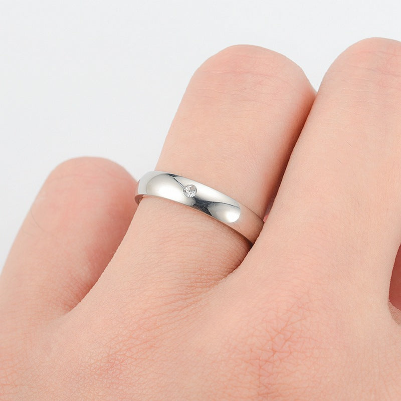 Glossy Stainless Steel Couple Ring For Women